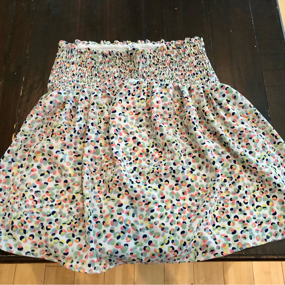 Entro Blue and Red Smocked Mini Skirt